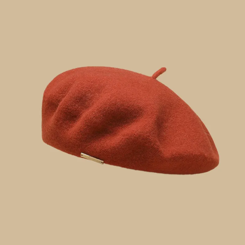 Female beret, vintage in autumn and winter, woolen cloth, octagonal hat, versatile painter hat