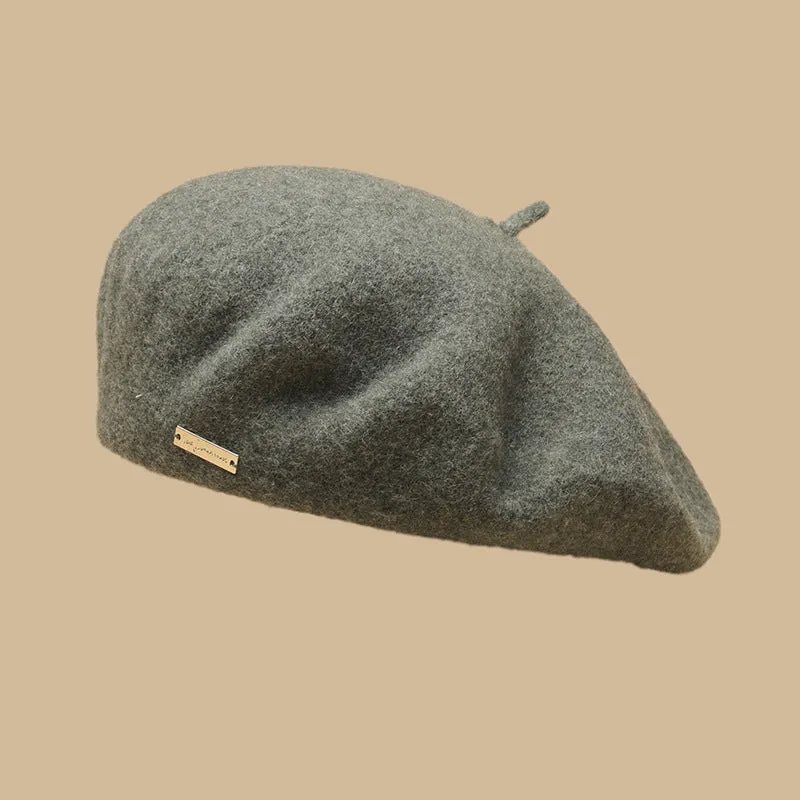 Female beret, vintage in autumn and winter, woolen cloth, octagonal hat, versatile painter hat