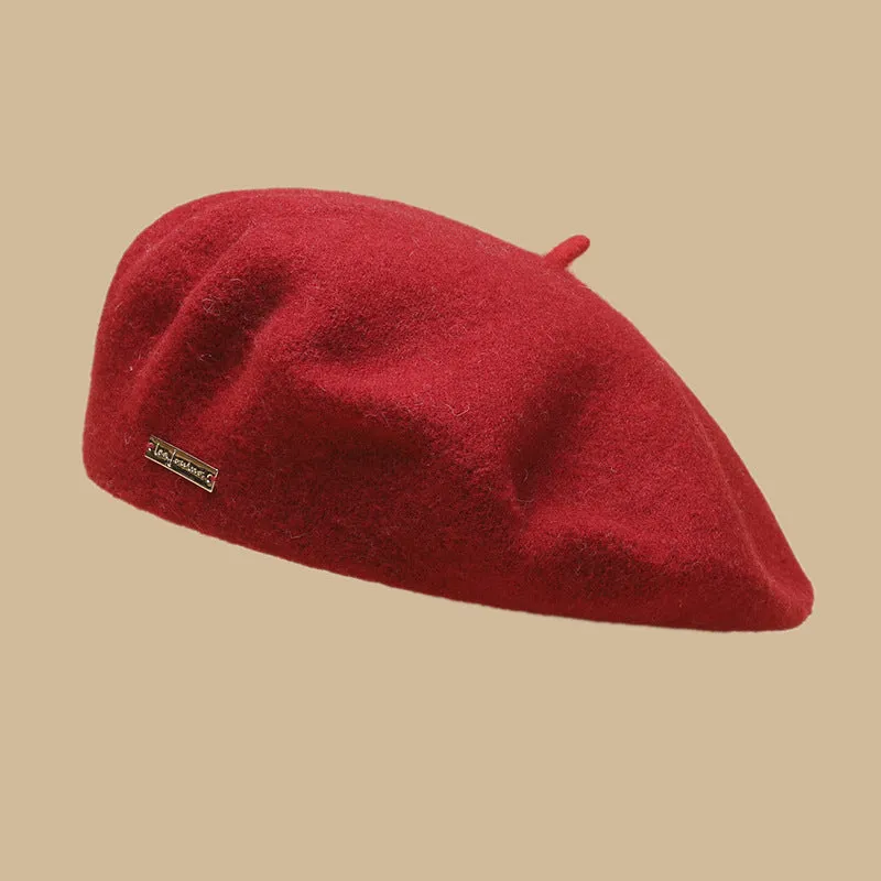 Female beret, vintage in autumn and winter, woolen cloth, octagonal hat, versatile painter hat