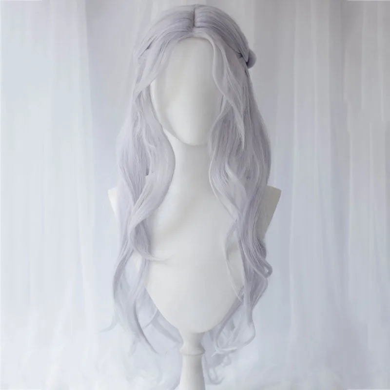 Final Fantasy XIV Endwalker FF14 Venat Hydaelyn Light Blue Gray Cosplay Wig