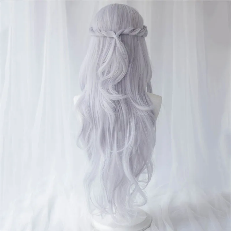 Final Fantasy XIV Endwalker FF14 Venat Hydaelyn Light Blue Gray Cosplay Wig