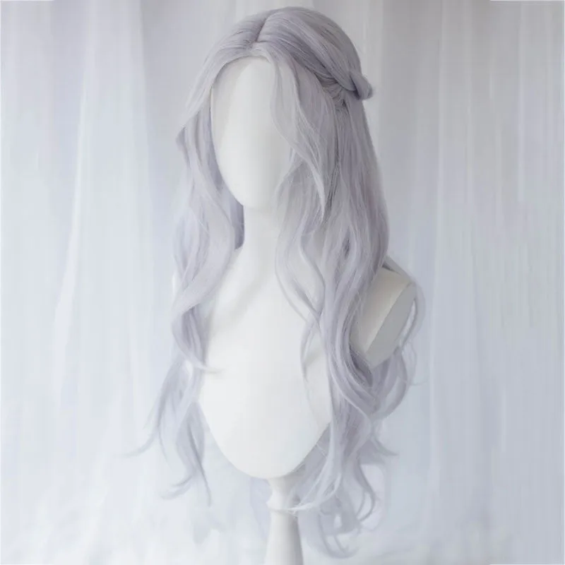 Final Fantasy XIV Endwalker FF14 Venat Hydaelyn Light Blue Gray Cosplay Wig