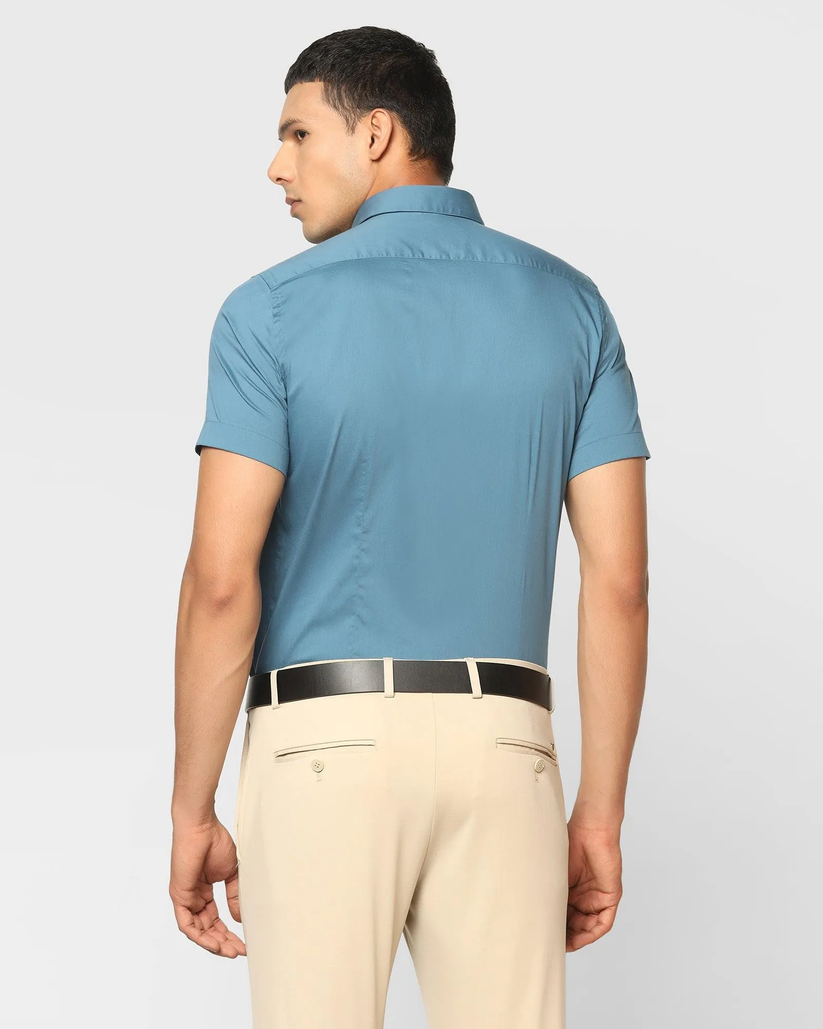 Formal Half Sleeve Teal Solid Shirt - Neil