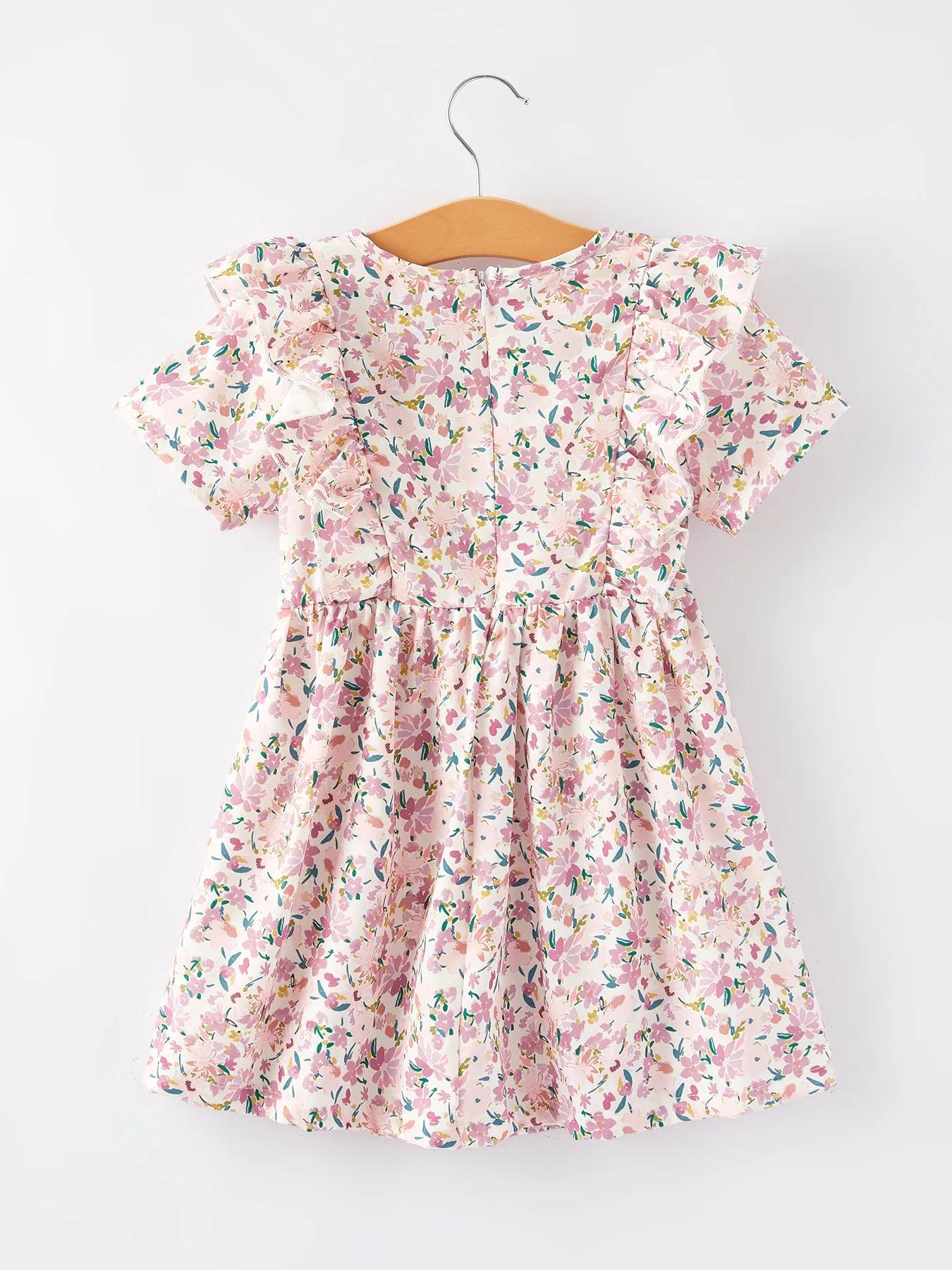 Girls Smocking Embroidered Pink Floral Dress