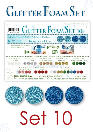 Glitter Foam Set 10, 4 Sheets A4 2 Blue & 2 Dark Blue