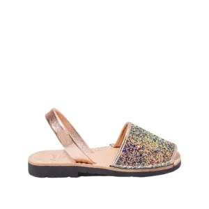 Glittery Leather Menorcan Sandal For Kids - Iker 1097R Strech