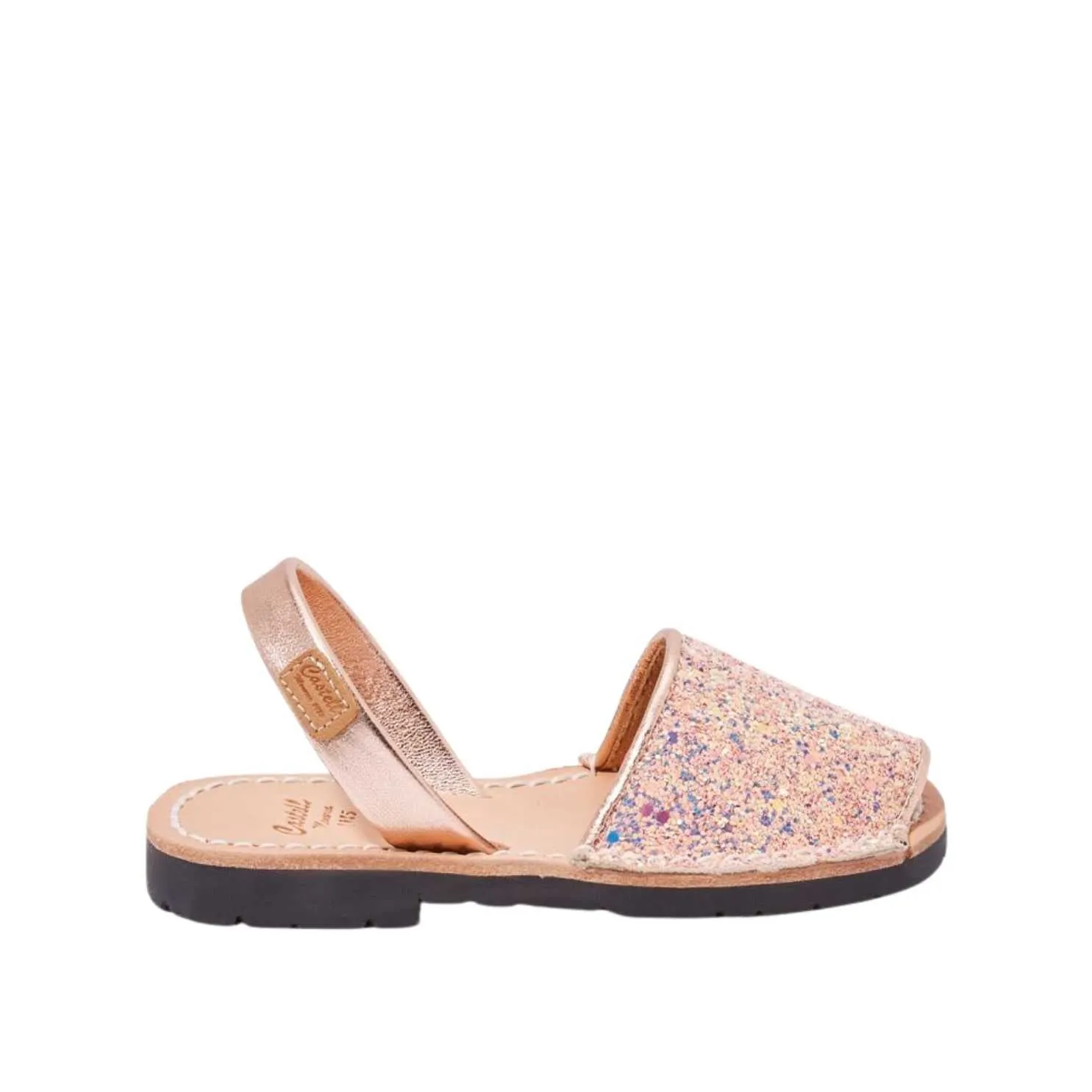 Glittery Leather Menorcan Sandal For Kids - Iker 1097R Strech