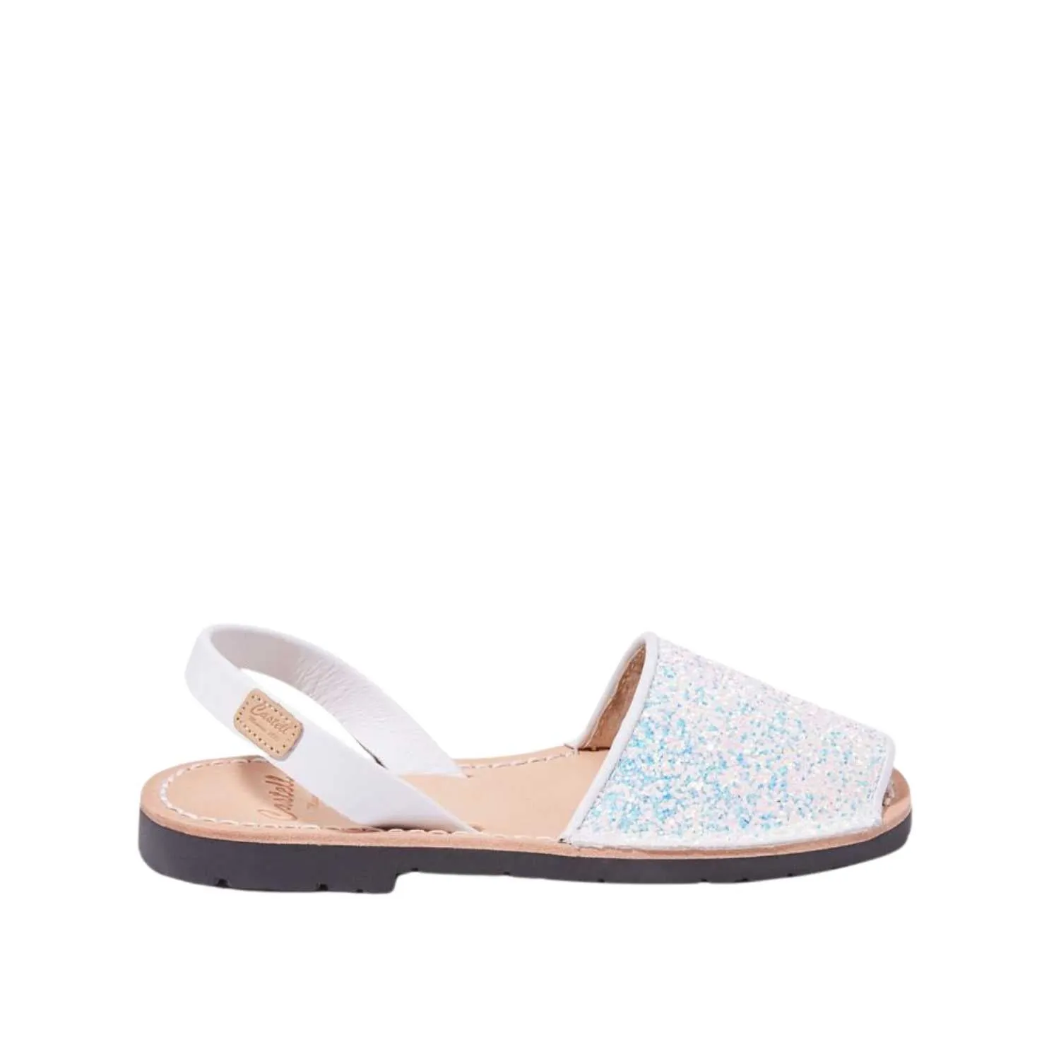 Glittery Leather Menorcan Sandal For Kids - Iker 1097R Strech