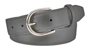 Gray Smooth Leather Belt, Soho Buckle (Shiny Silver)