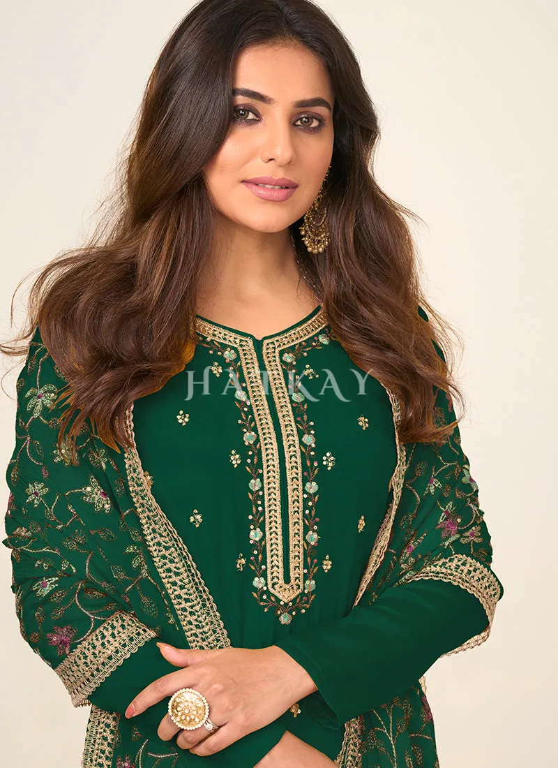 Green Embroidered Traditional Salwar Kameez Suit