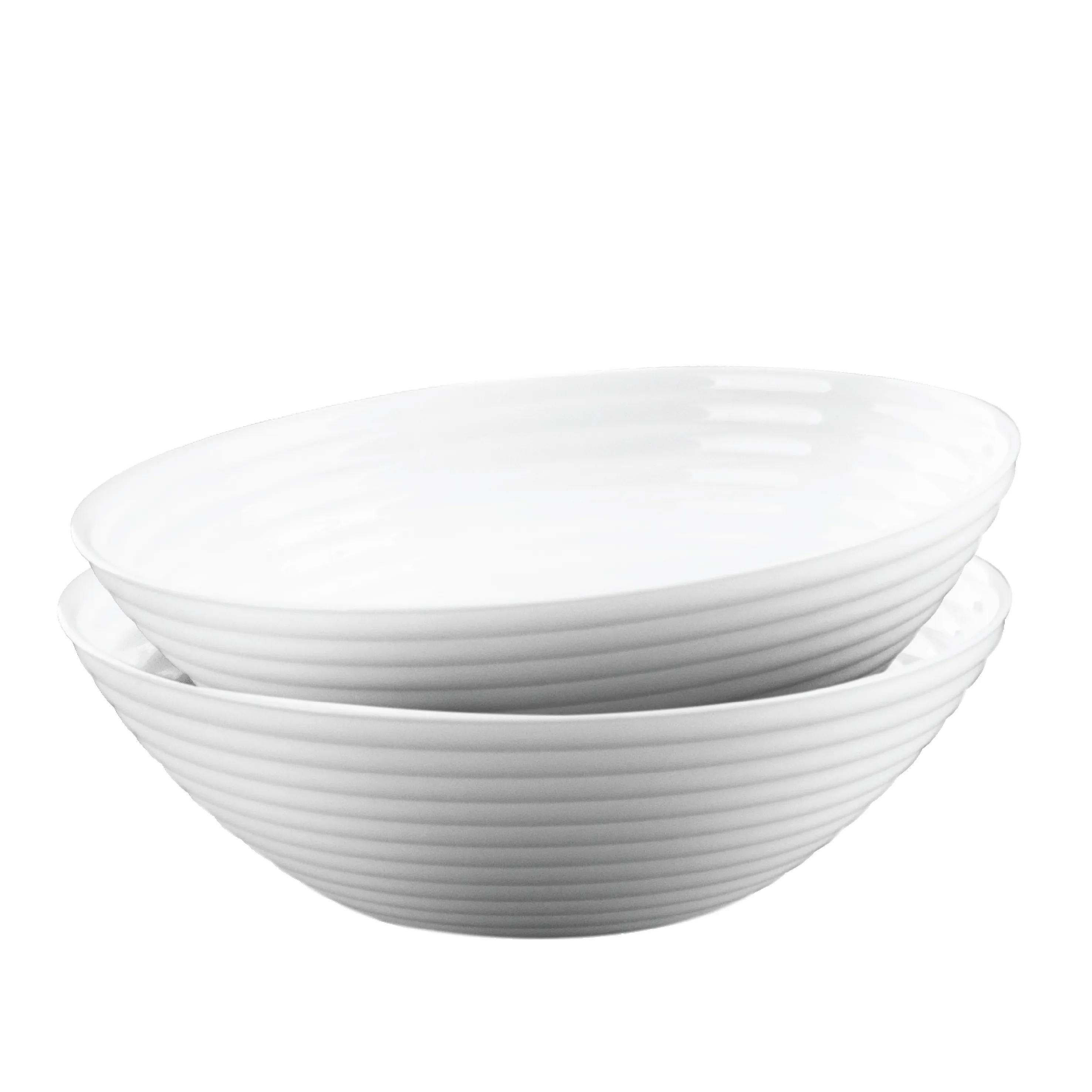 H&B 4PC OPAL SERVING BOWL SET RIBBED WHITE