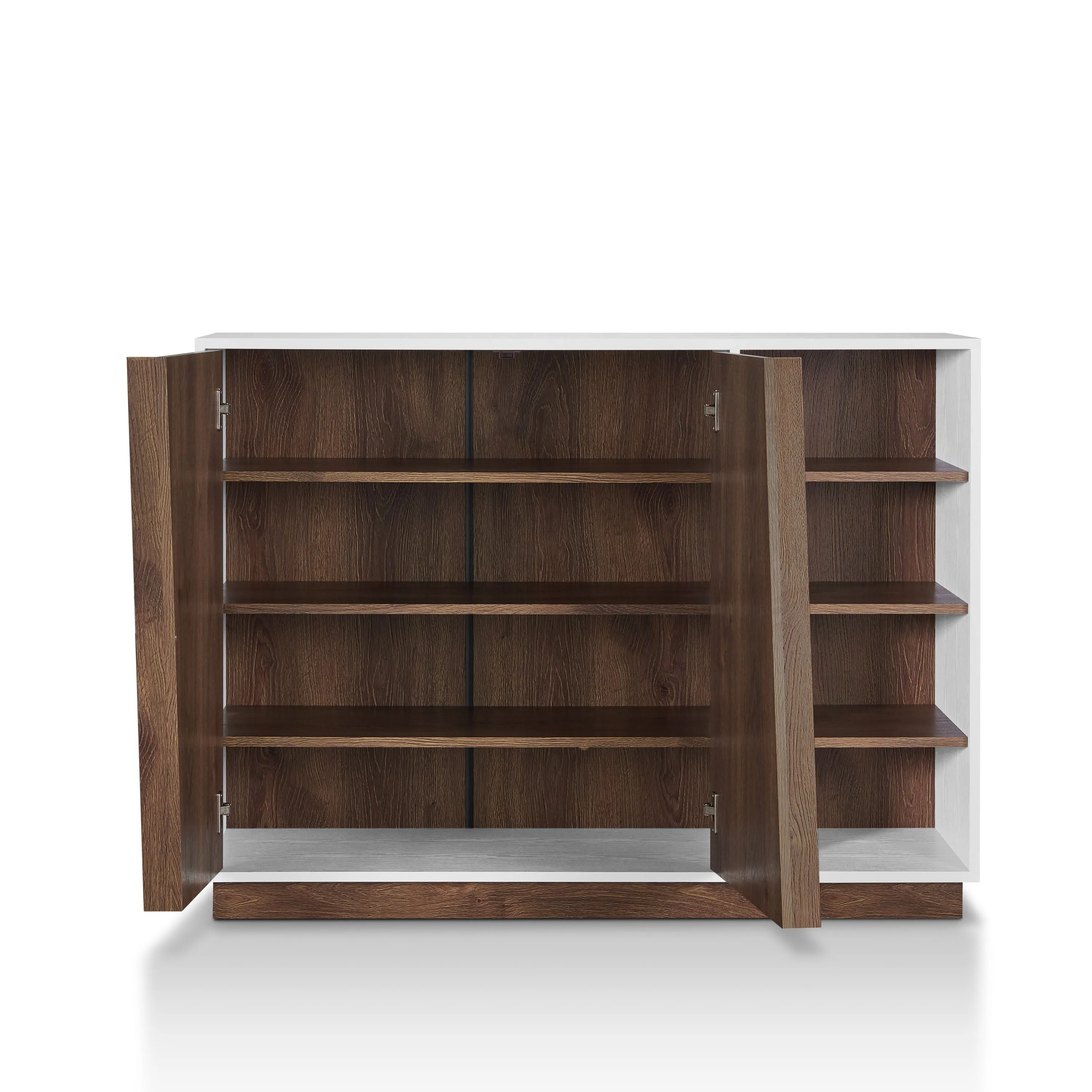 Helvend Modern White and Brown 8-shelf Shoe Cabinet (12-pairs)