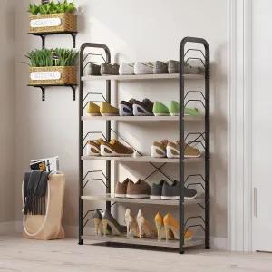 Homes Element 5 Layer Wooden Shoe Rack for Home Multipurpose Storage Shelves Shoe Stand for Chappal Slipper Sneakers Footwear Stand Bookshelf Kitchen Storage Rack Free Standing Shoe Rack