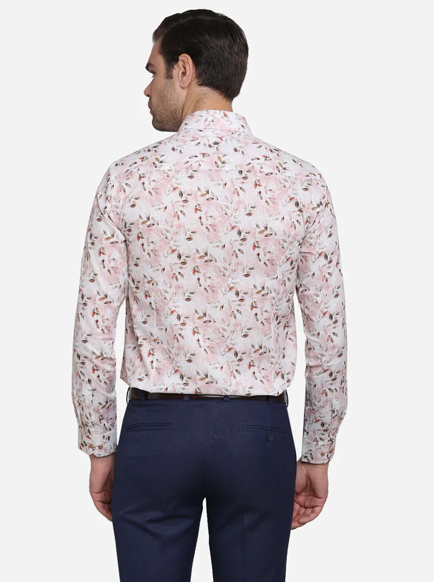 Ice Pink Printed Slim Fit Party Wear Shirt | JB Studio