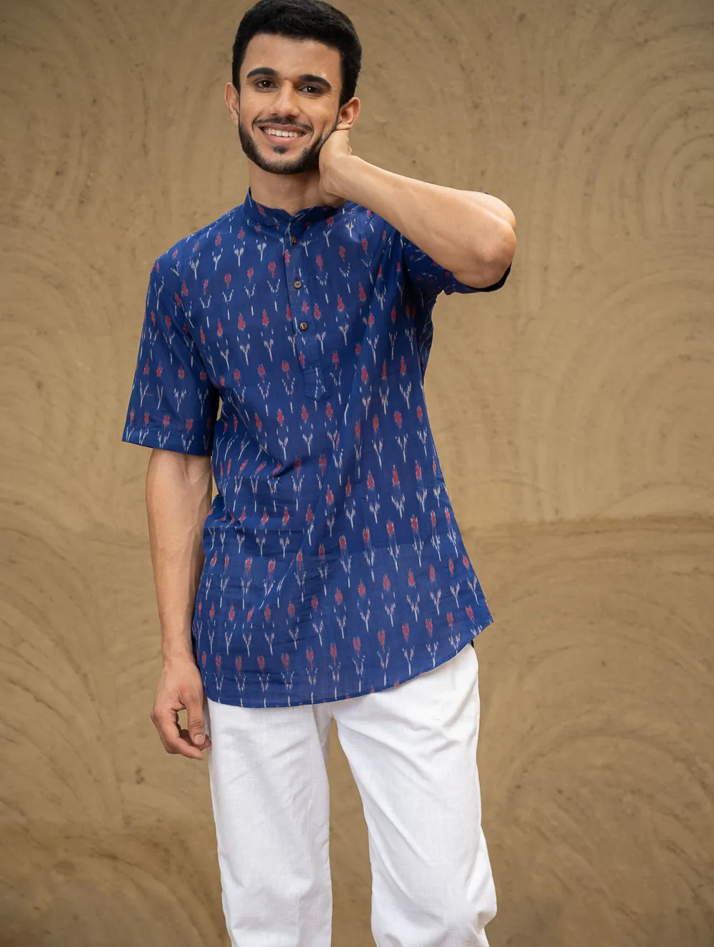 Ikat Hand Woven Soft Cotton Shirt - Indi Blue