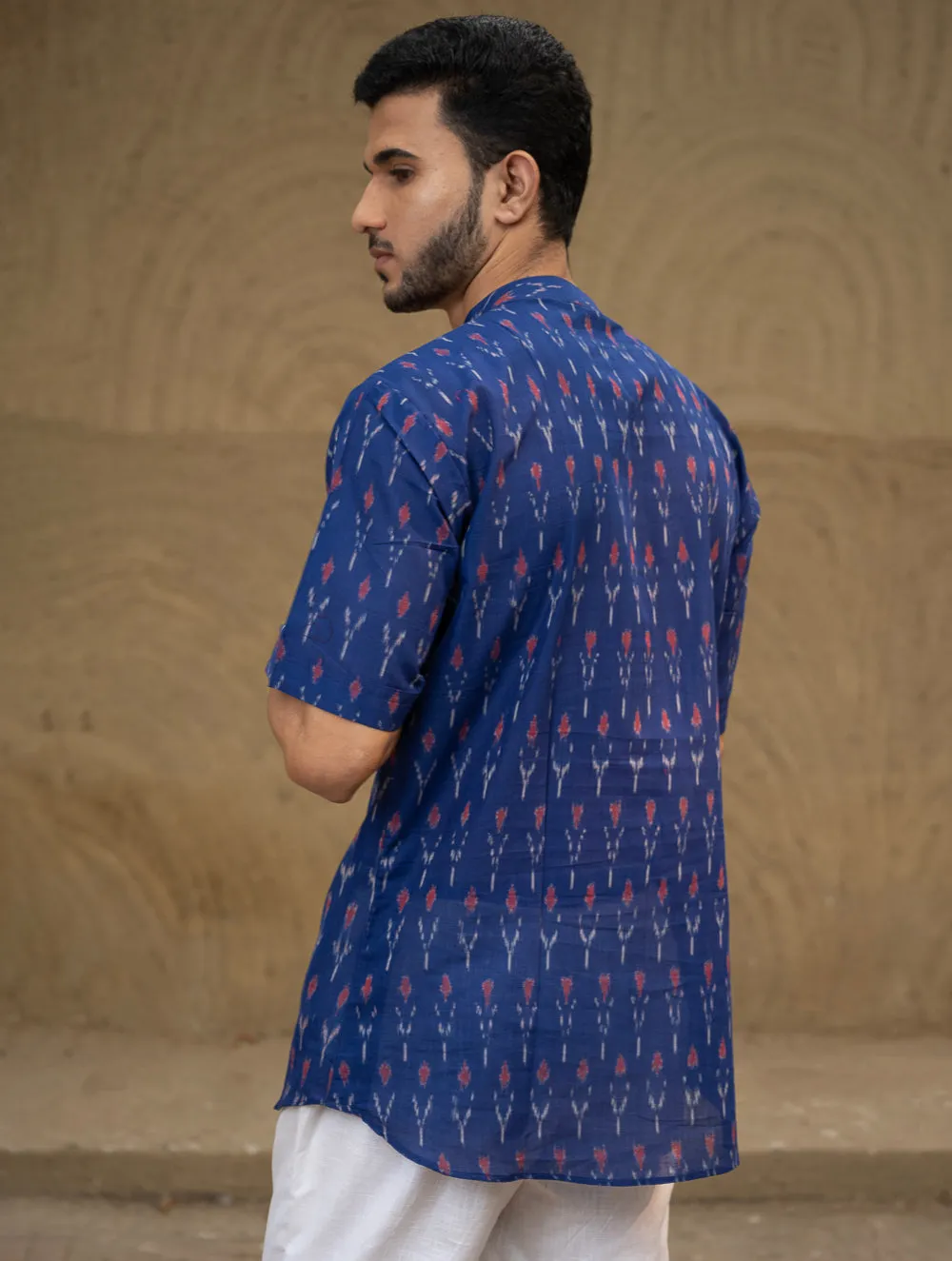 Ikat Hand Woven Soft Cotton Shirt - Indi Blue