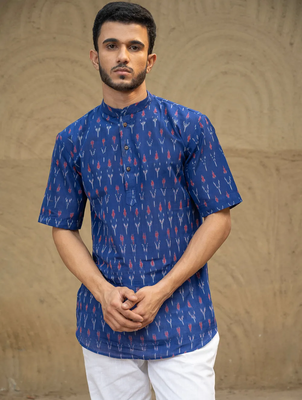 Ikat Hand Woven Soft Cotton Shirt - Indi Blue