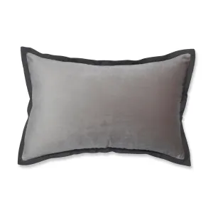 Indoor Velvet Flange Light Gray Rectangular Throw Pillow