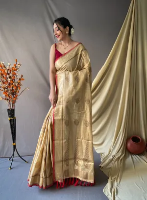 Ivory Saree in Kasturi Cotton