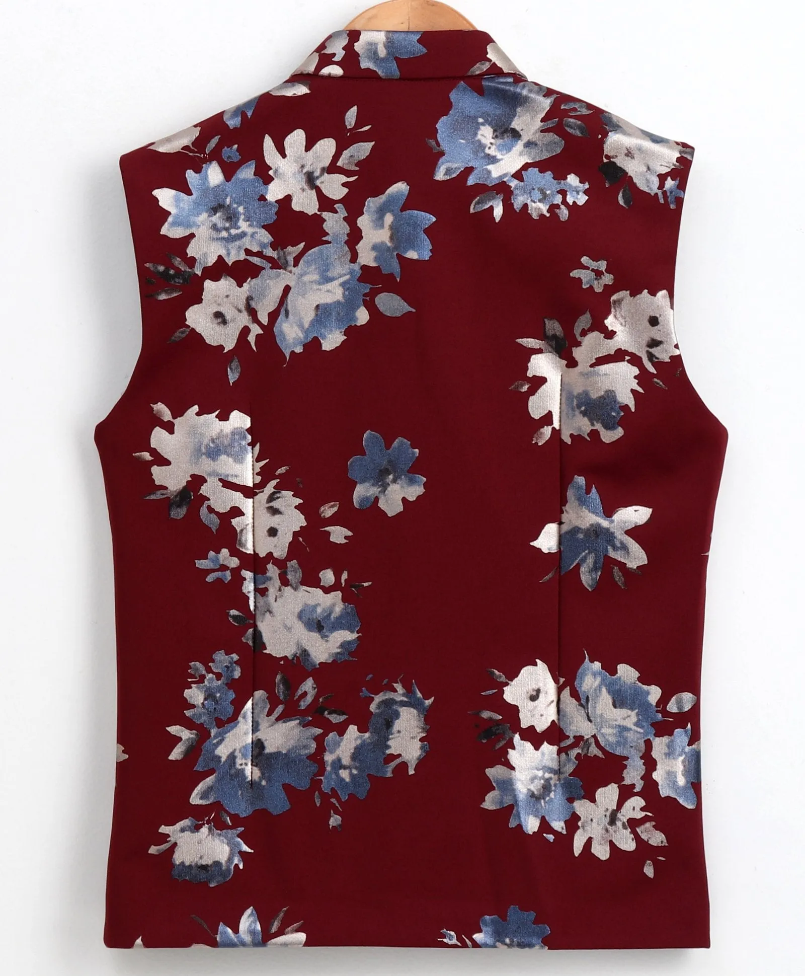 Jashvi Boy's Digital Foil Printed Maroon Nehru Jacket