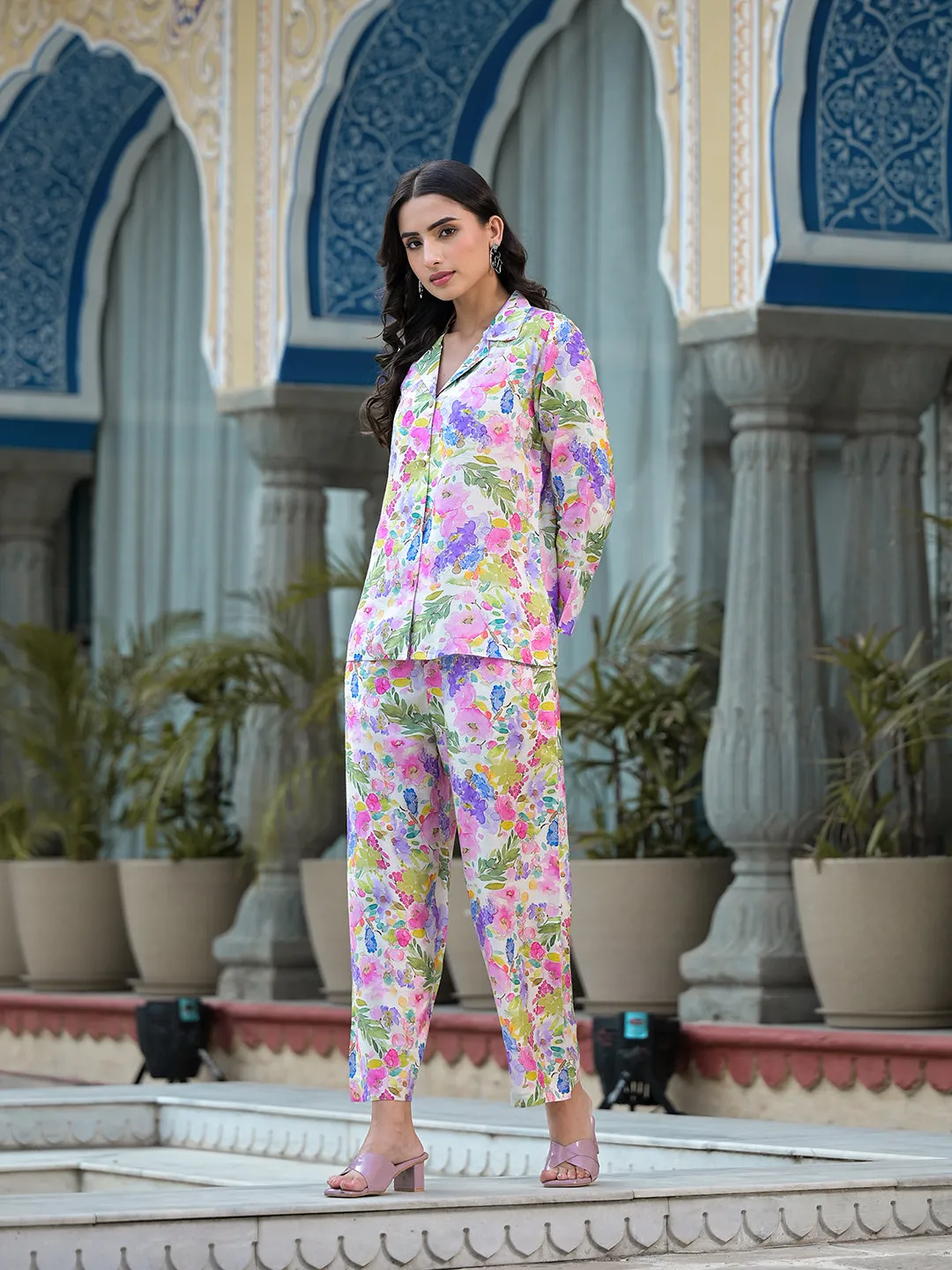 Jashvi Multicolored Floral Printed Muslin Co-ord Set