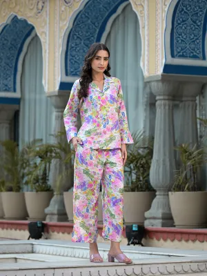 Jashvi Multicolored Floral Printed Muslin Co-ord Set