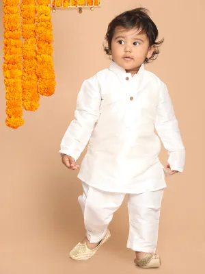 Jashvi SISHU Boy's White Kurta With Pyjama Set