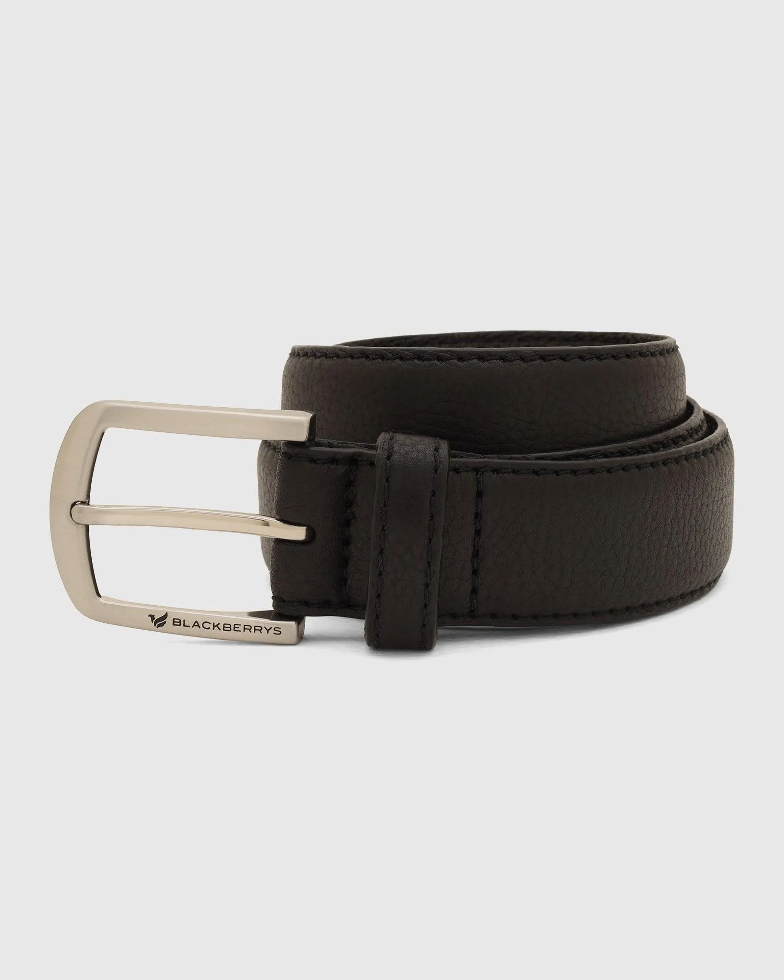 Leather Black Textured Belt - Takashi