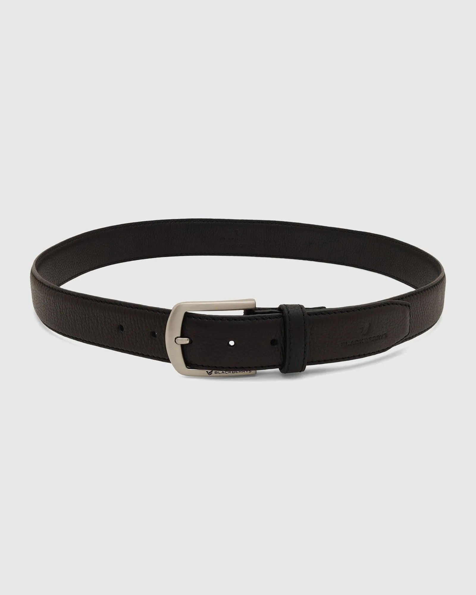 Leather Black Textured Belt - Takashi