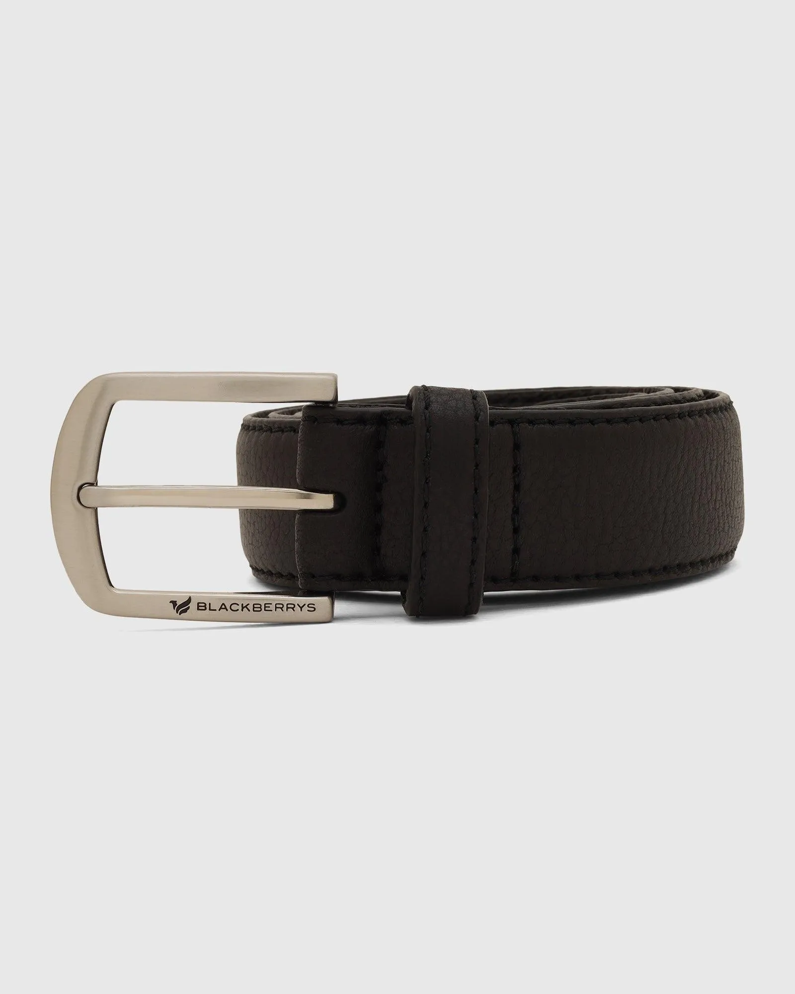 Leather Black Textured Belt - Takashi