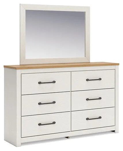 Linnocreek Full Panel Headboard with Mirrored Dresser and Nightstand