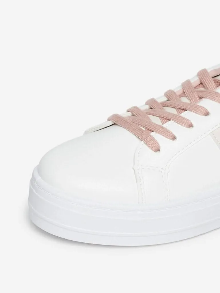 LUNA BLU White Panel Design Platform Sneakers