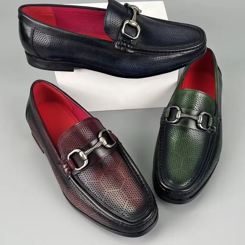 LuxeLeather Elegant Genuine Leather Slip On Loafers