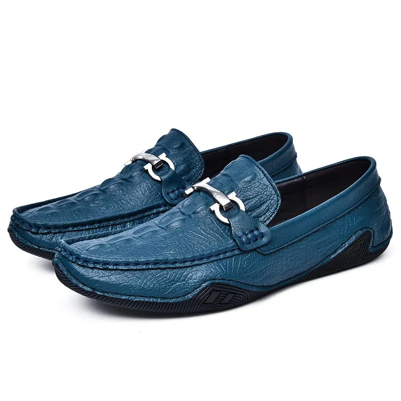 Luxury CrocLeather Round Toe  Loafers