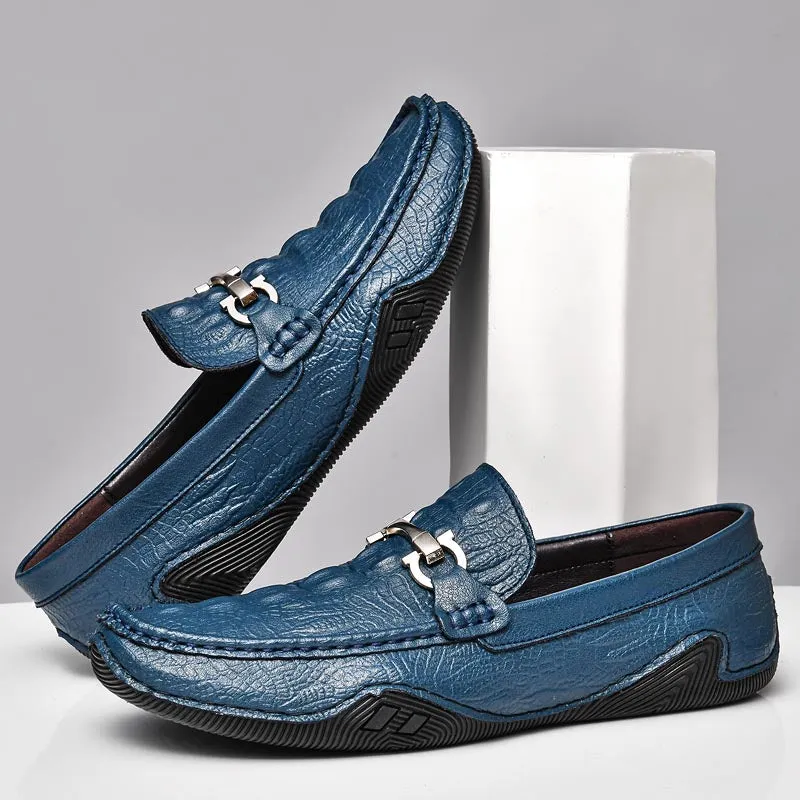 Luxury CrocLeather Round Toe  Loafers