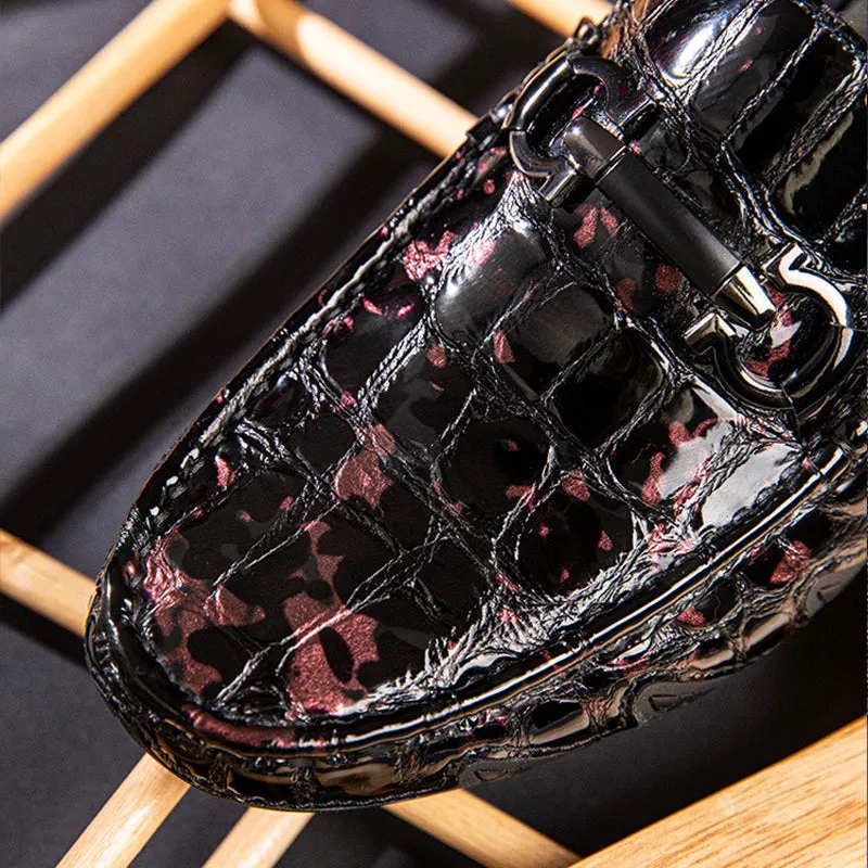 Luxury CrocMoc Crocodile Pattern Leather Loafers