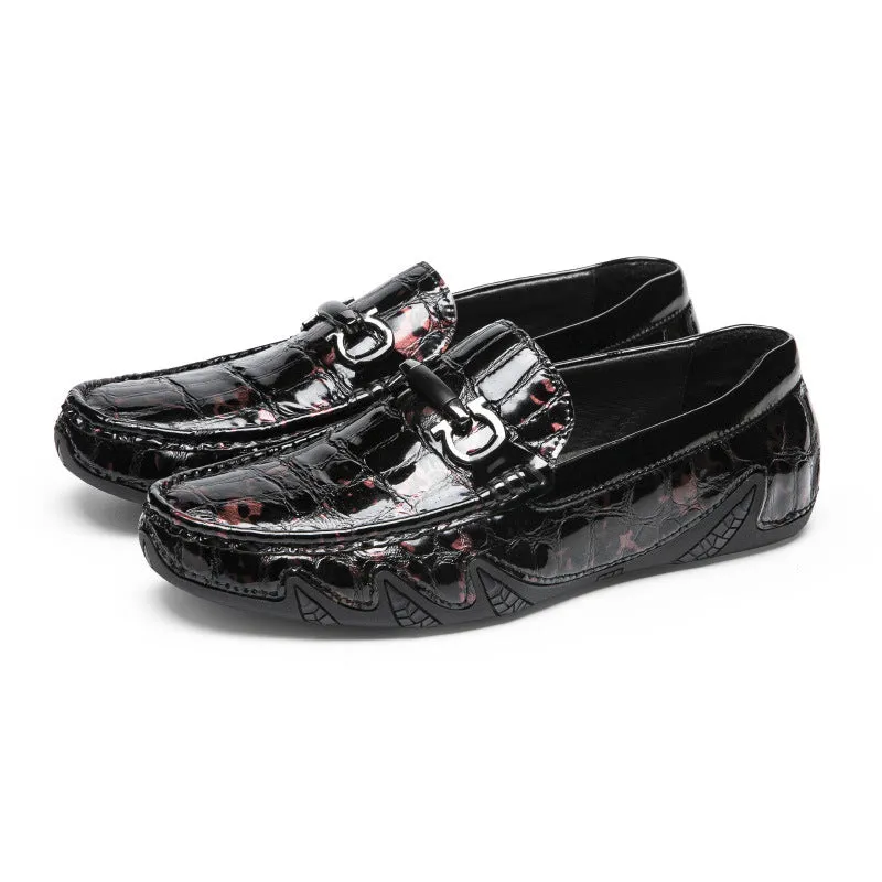 Luxury CrocMoc Crocodile Pattern Leather Loafers