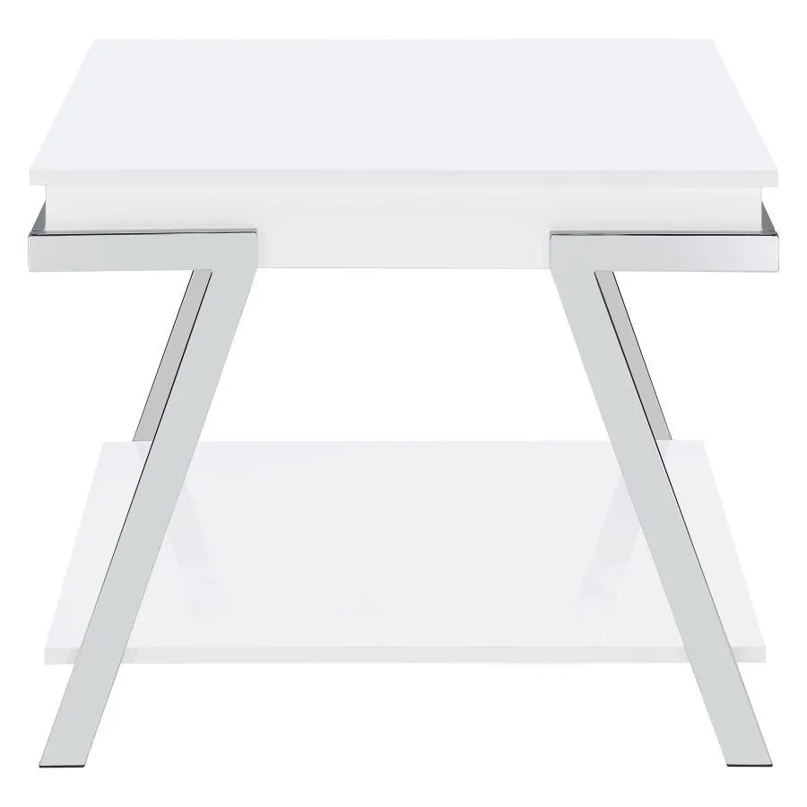 Marcia - Rectangular Side End Table - White High Gloss