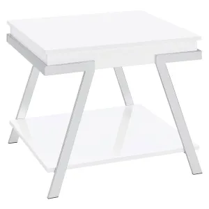 Marcia - Rectangular Side End Table - White High Gloss