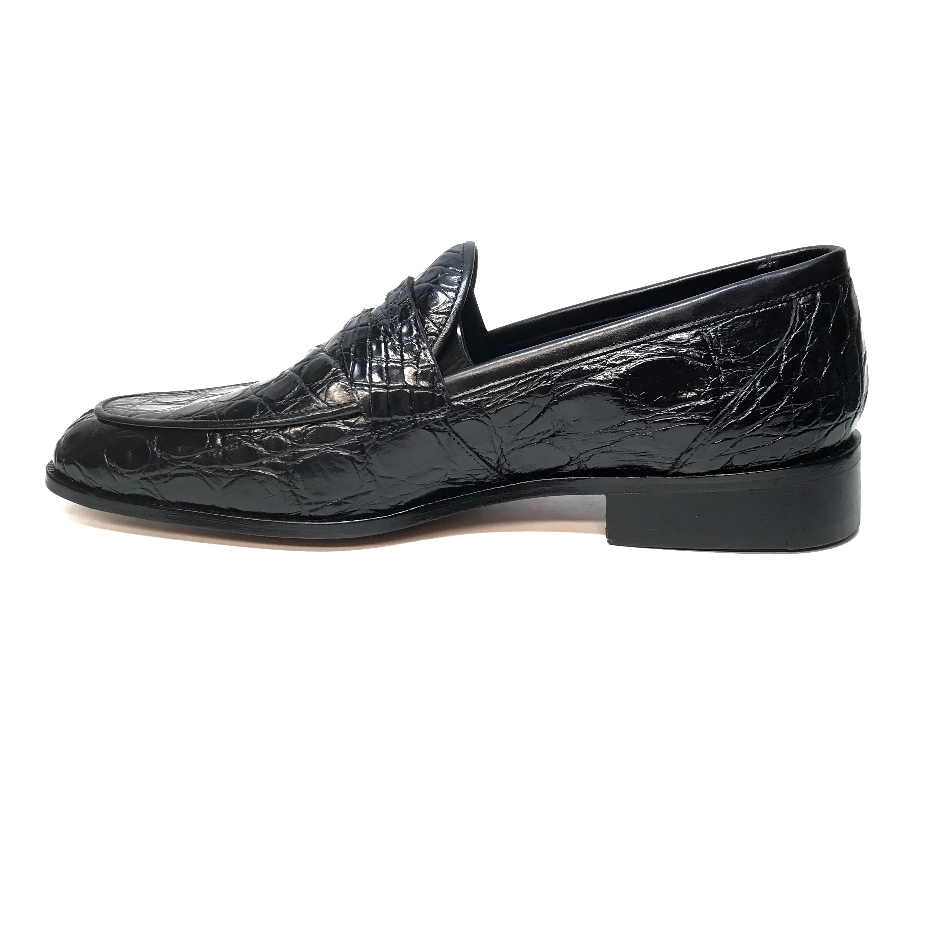 Mauri 4862 Black Alligator Belly Penny Loafers