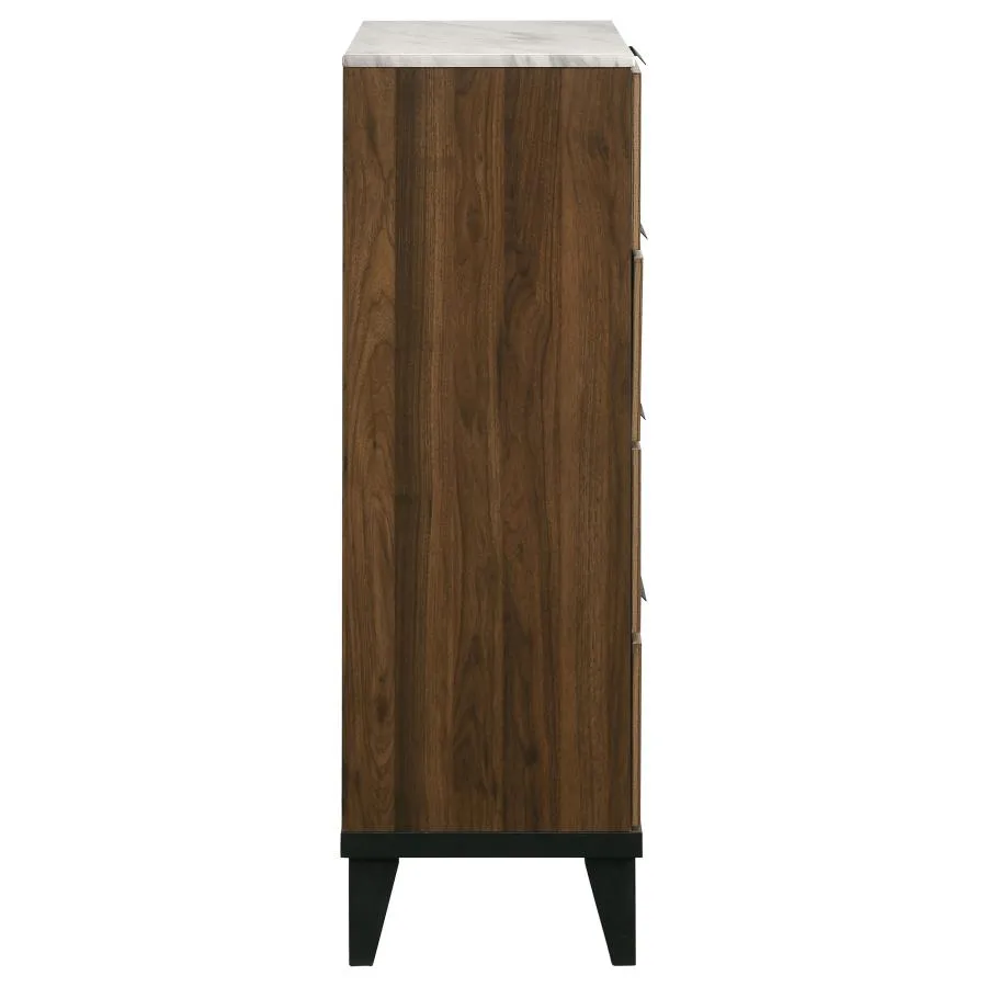 Mays 4-drawer Chest Walnut Brown with Faux Marble Top