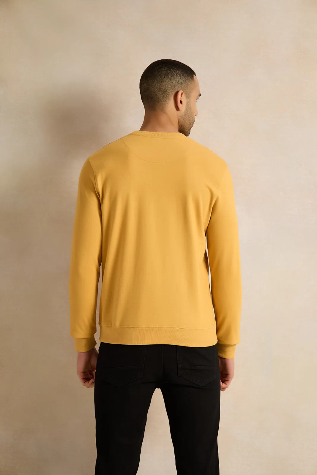 Men Mustard Printed Sweatshirt