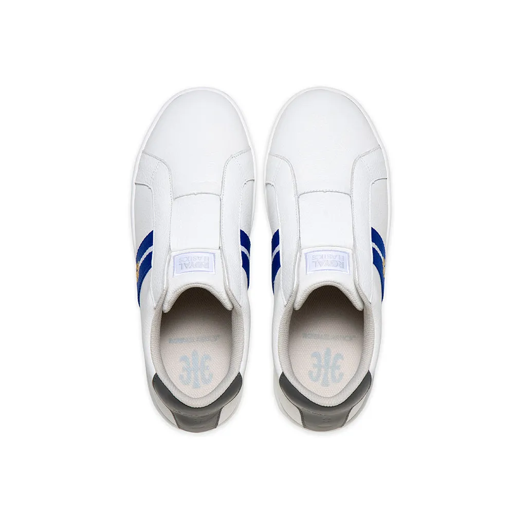 Men's Bishop White Blue Leather Sneakers 01741-058