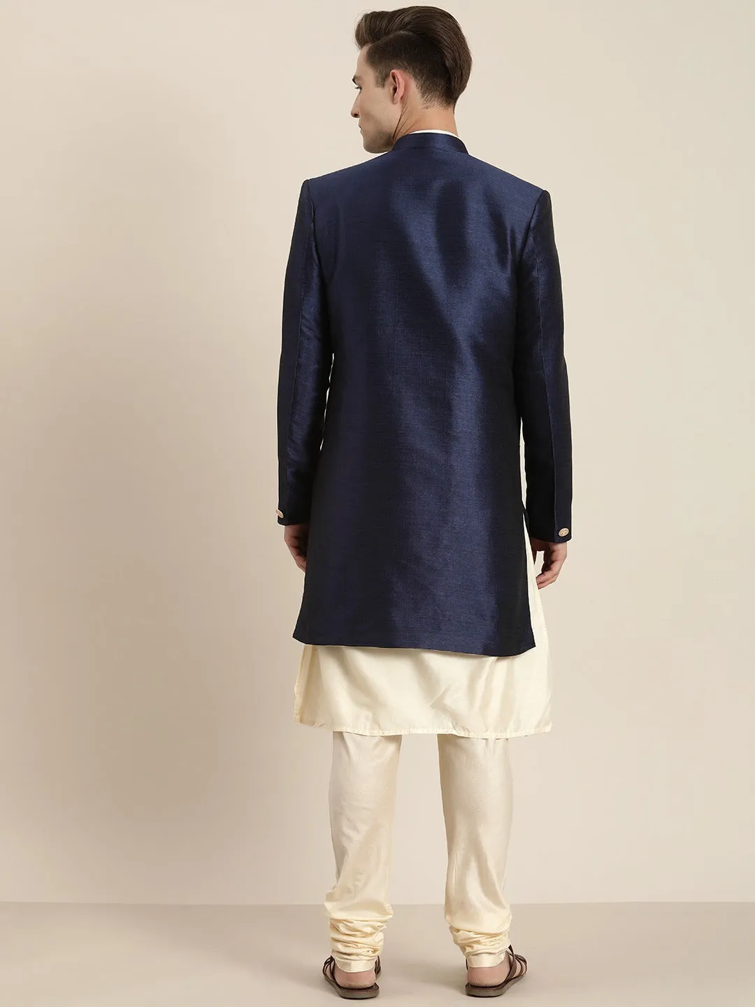 Men's Cream Viscose Ethnic Combo Set - Vastramay