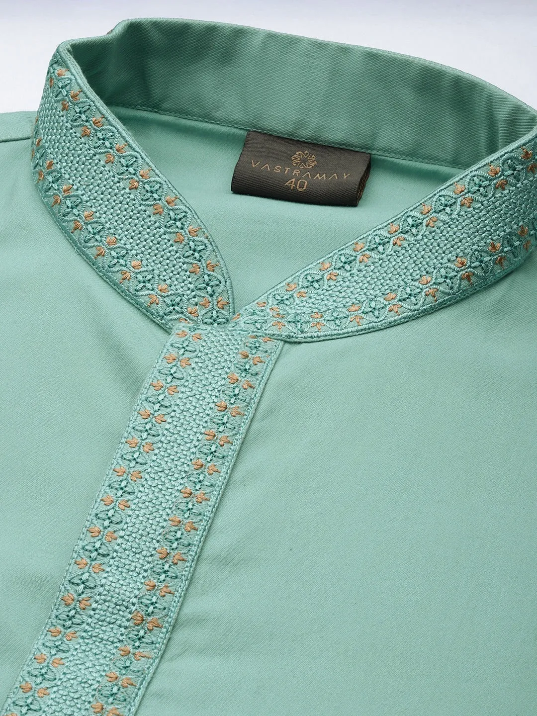 Men's Green Cotton Twill Kurta - Vastramay