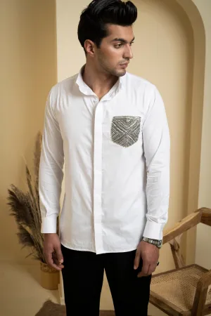 Men's White Color Elnor Full Sleeves Shirt - Hilo Design