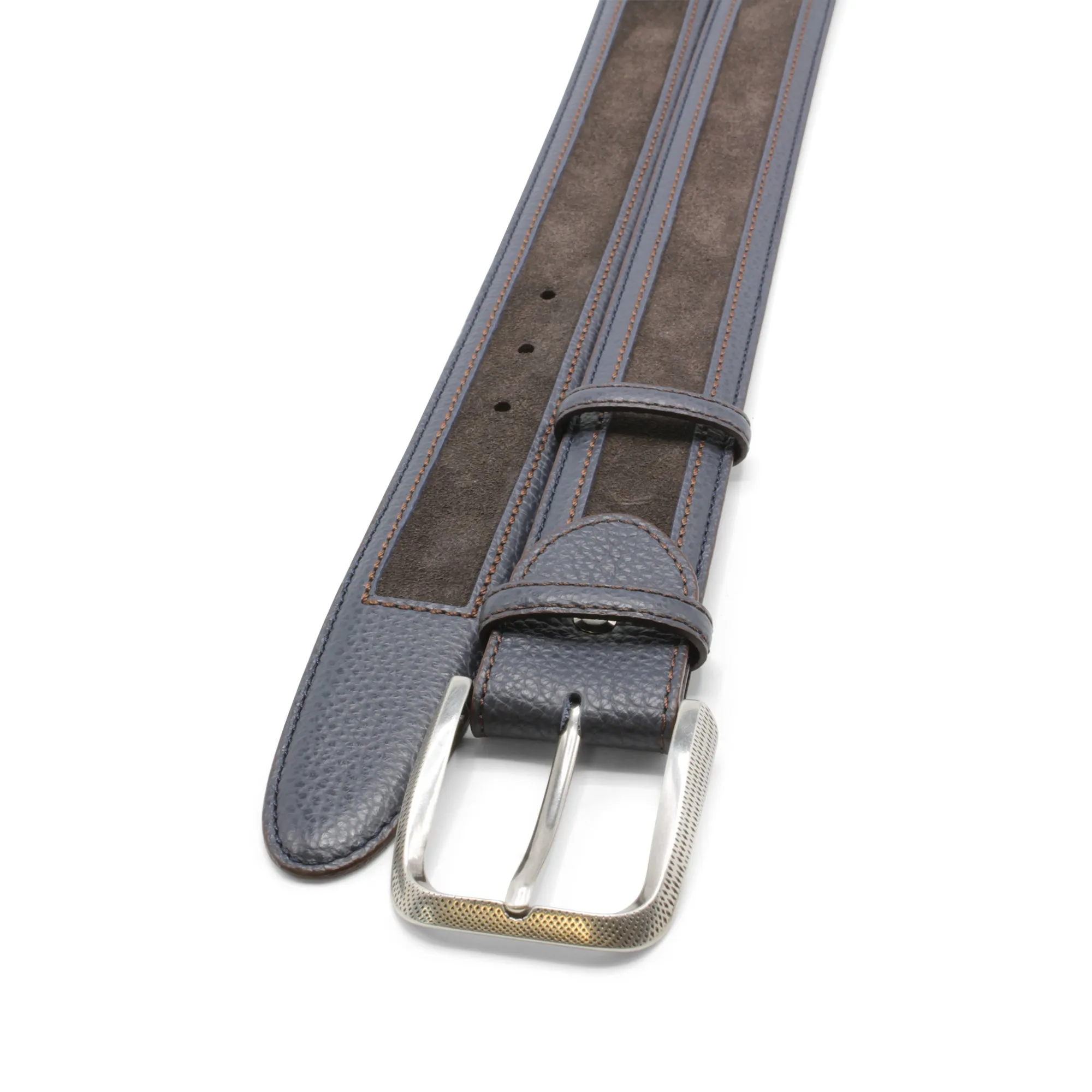 Navy/Brown Mix Coltrane Dimple Prong Belt