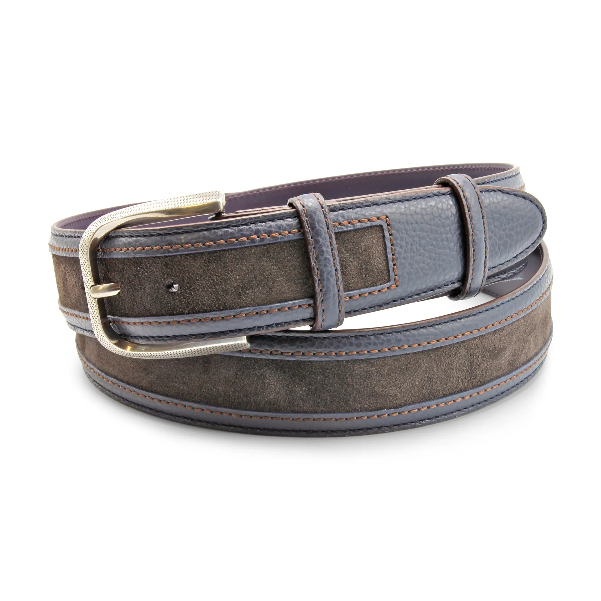 Navy/Brown Mix Coltrane Dimple Prong Belt