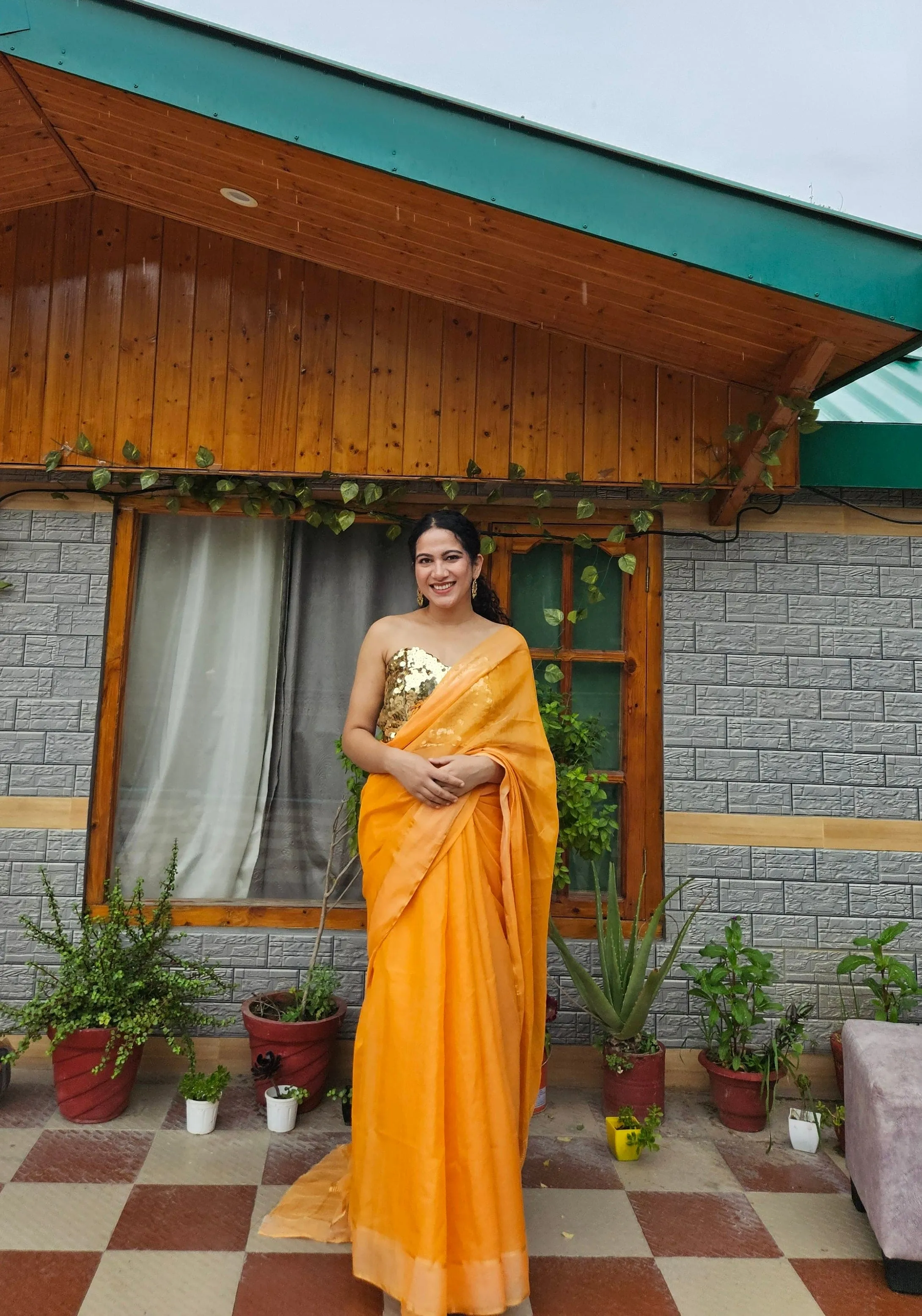 Orange Chanderi Silk Saree