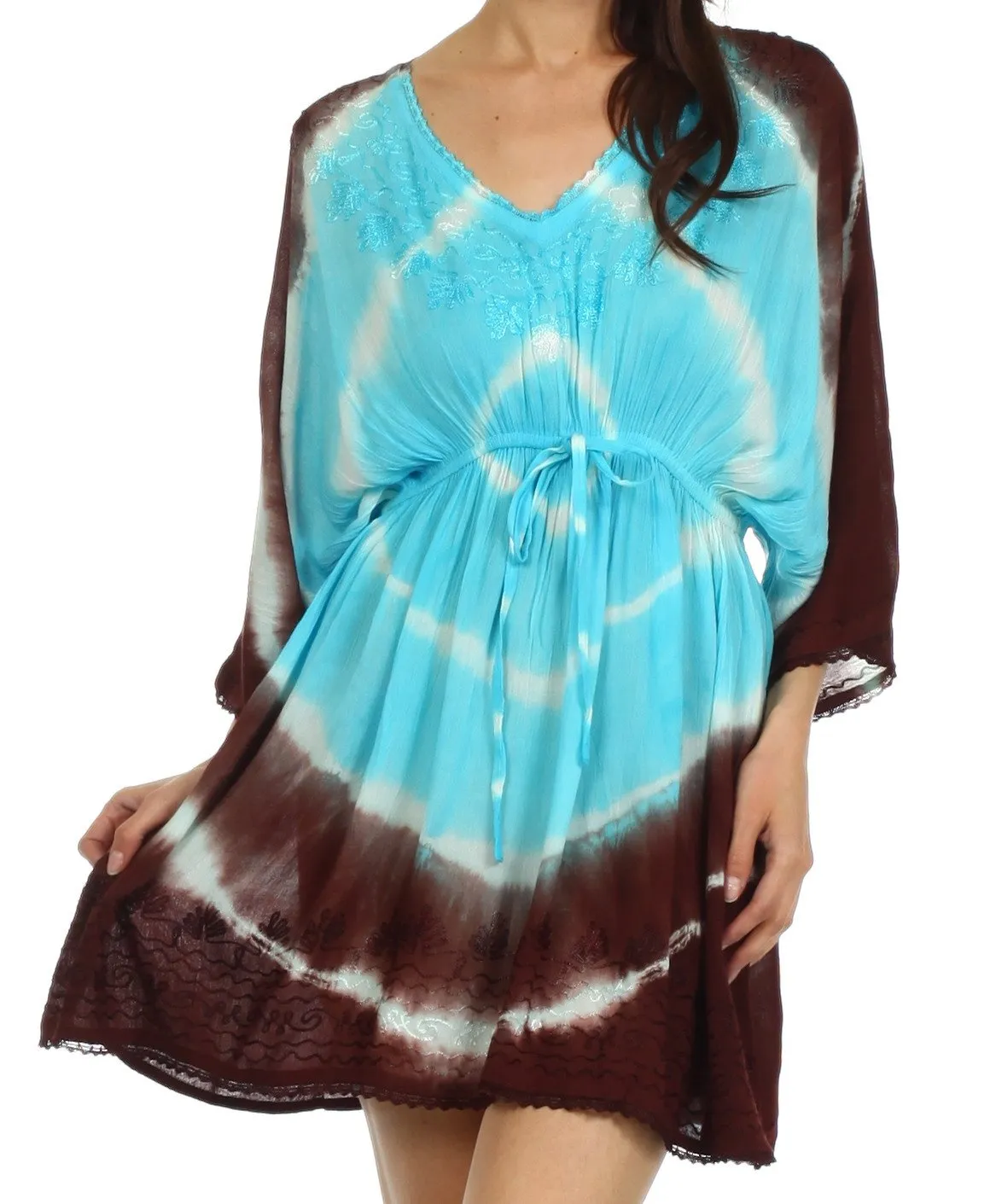 Sakkas Bala Tie Dye Semi-Sheer Tunic Blouse Cover Up